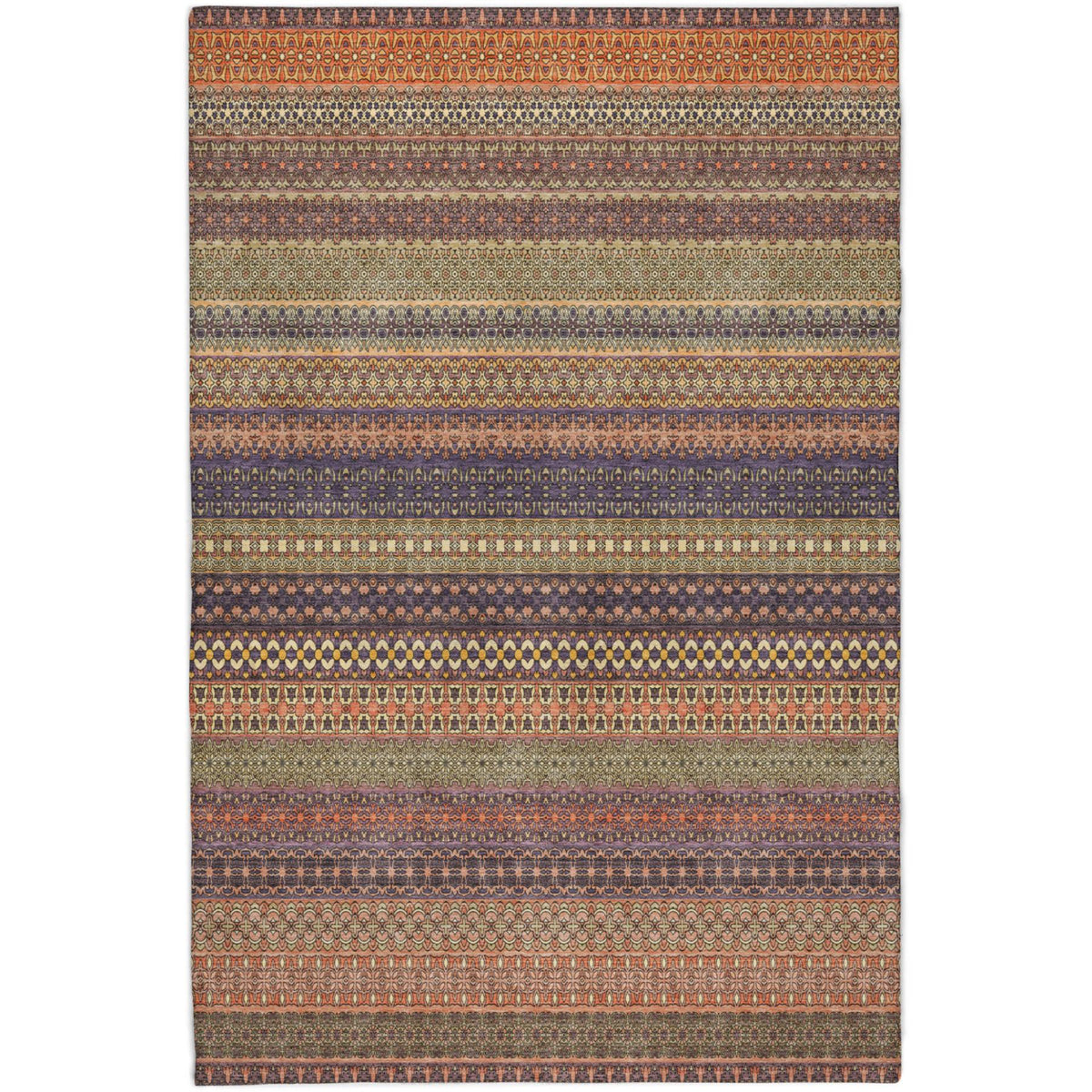 5' X 8' Orange And Beige Striped Shag Washable Area Rug With UV Protection - HomeRoots - Flyclothing LLC