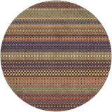 8' Orange And Beige Striped Shag Washable Round Rug With UV Protection - HomeRoots - Flyclothing LLC