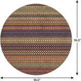 8' Orange And Beige Striped Shag Washable Round Rug With UV Protection - HomeRoots - Flyclothing LLC