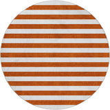 8' Orange And Ivory Striped Shag Washable Round Rug With UV Protection - HomeRoots - Flyclothing LLC