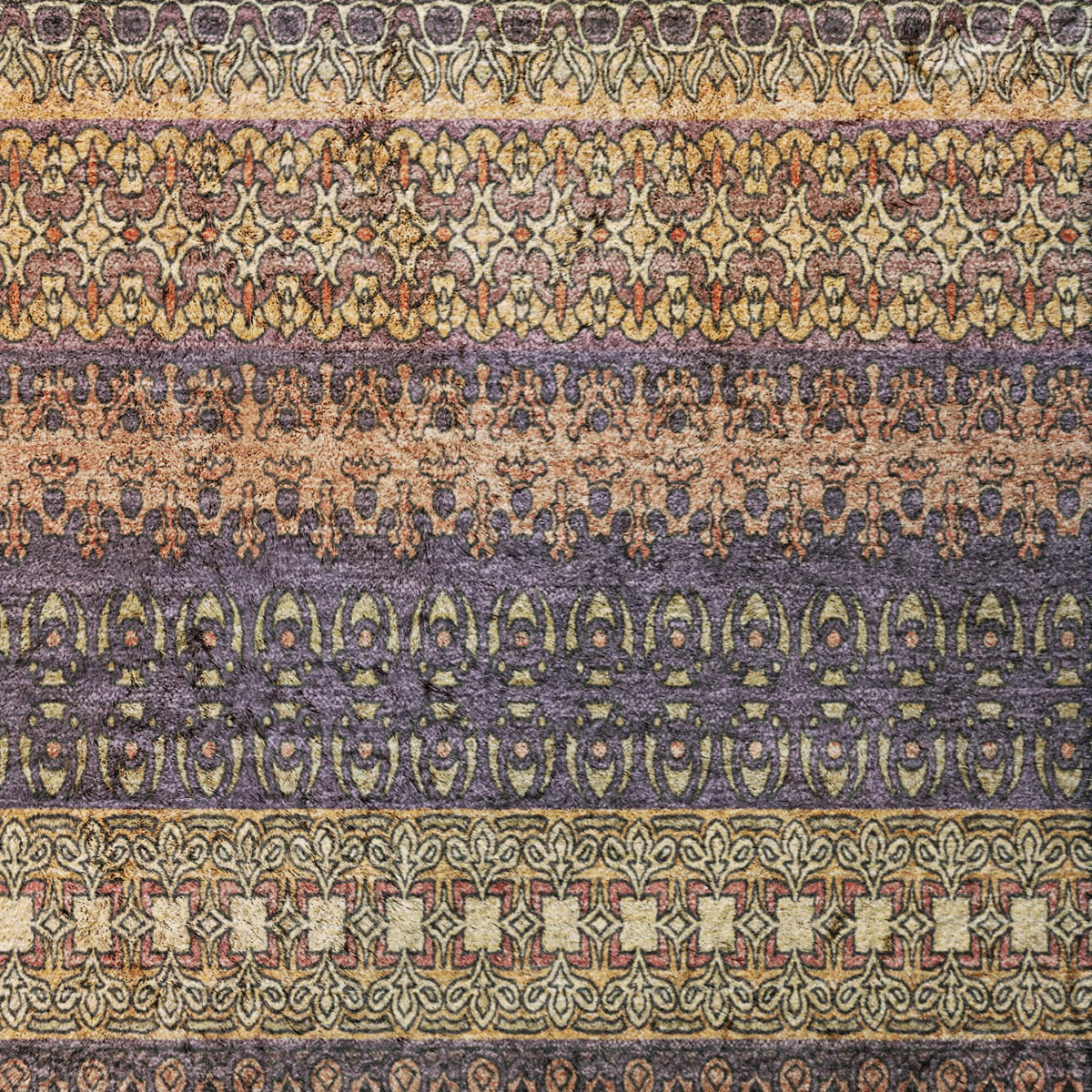 9' X 12' Orange And Beige Striped Shag Washable Area Rug With UV Protection - HomeRoots - Flyclothing LLC