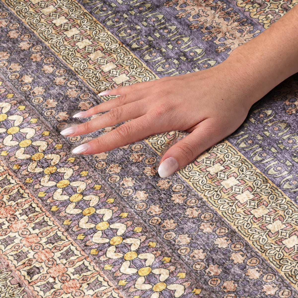 10' X 14' Orange And Beige Striped Shag Washable Area Rug With UV Protection - HomeRoots - Flyclothing LLC