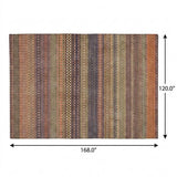 10' X 14' Orange And Beige Striped Shag Washable Area Rug With UV Protection - HomeRoots - Flyclothing LLC