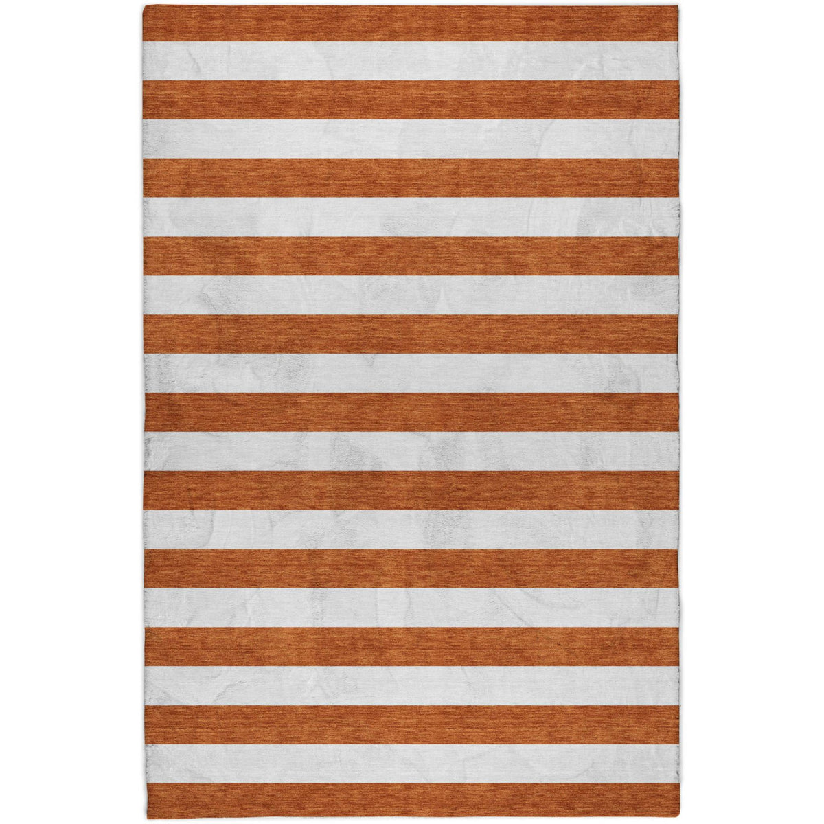 9' X 12' Orange And Ivory Striped Shag Washable Area Rug With UV Protection - HomeRoots - Flyclothing LLC