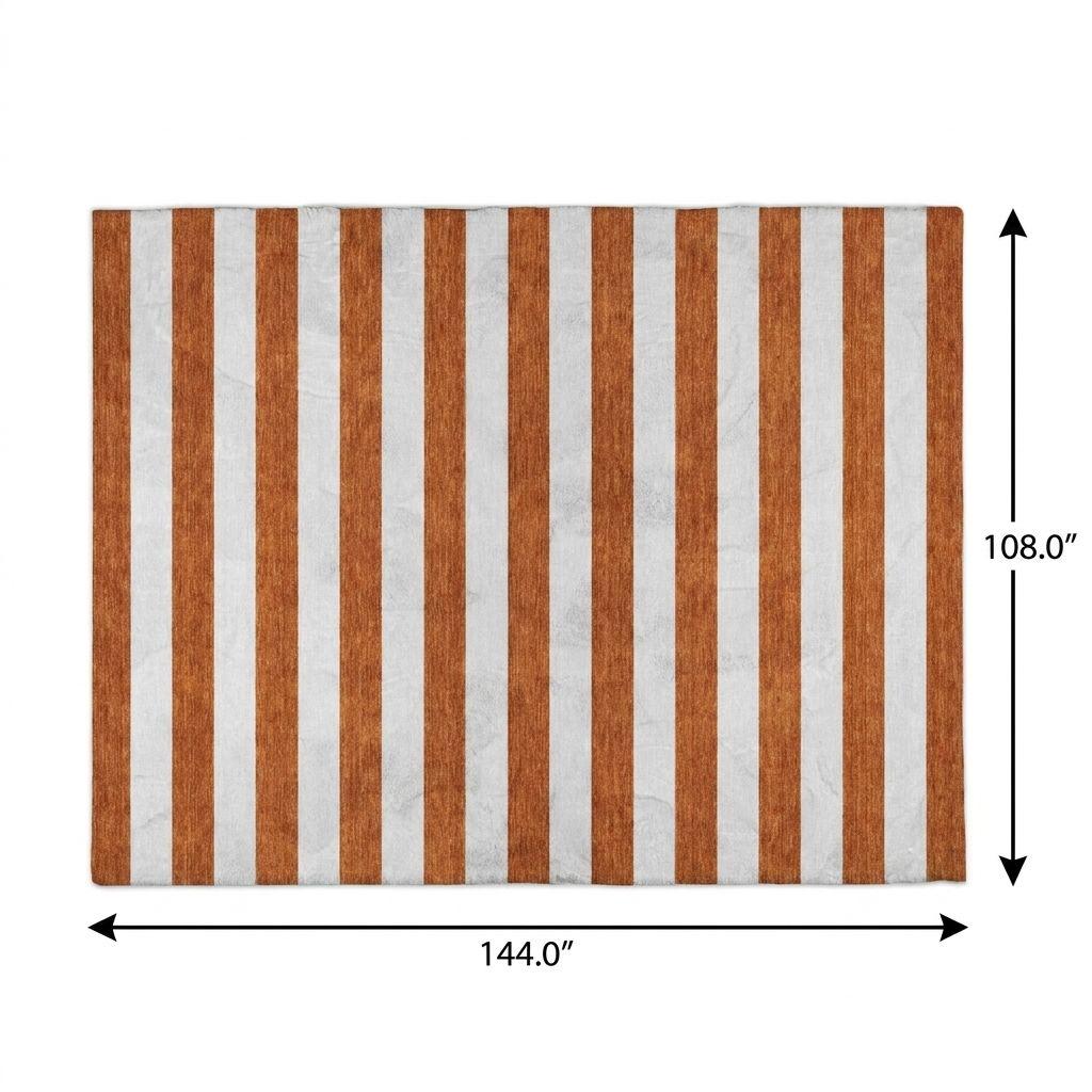 9' X 12' Orange And Ivory Striped Shag Washable Area Rug With UV Protection - HomeRoots - Flyclothing LLC