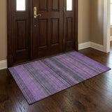 3' X 5' Purple And Lilac Striped Shag Washable Area Rug With UV Protection - HomeRoots - Flyclothing LLC