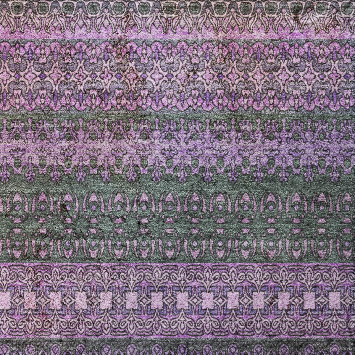 3' X 5' Purple And Lilac Striped Shag Washable Area Rug With UV Protection - HomeRoots - Flyclothing LLC