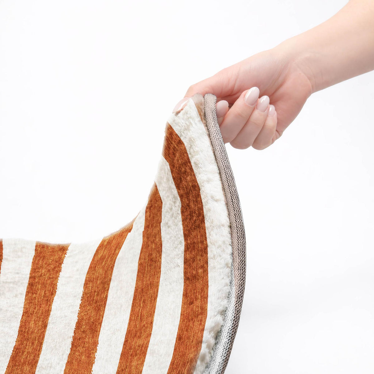 10' X 14' Orange And Ivory Striped Shag Washable Area Rug With UV Protection - HomeRoots - Flyclothing LLC