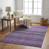 5' X 8' Purple And Lilac Striped Shag Washable Area Rug With UV Protection - HomeRoots - Flyclothing LLC