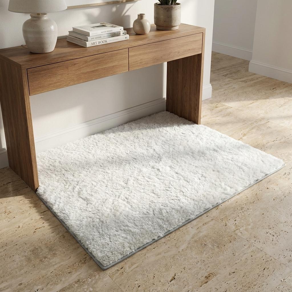 3' X 5' Pink And Ivory Striped Shag Washable Area Rug With UV Protection - HomeRoots - Flyclothing LLC