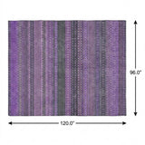 8' X 10' Purple And Lilac Striped Shag Washable Area Rug With UV Protection - HomeRoots - Flyclothing LLC