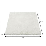 8' Pink And Ivory Striped Shag Washable Round Rug With UV Protection - HomeRoots - Flyclothing LLC