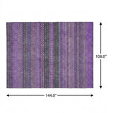 9' X 12' Purple And Lilac Striped Shag Washable Area Rug With UV Protection - HomeRoots - Flyclothing LLC