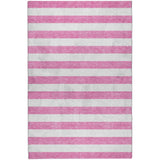 8' X 10' Pink And Ivory Striped Shag Washable Area Rug With UV Protection - HomeRoots - Flyclothing LLC