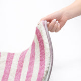 8' X 10' Pink And Ivory Striped Shag Washable Area Rug With UV Protection - HomeRoots - Flyclothing LLC