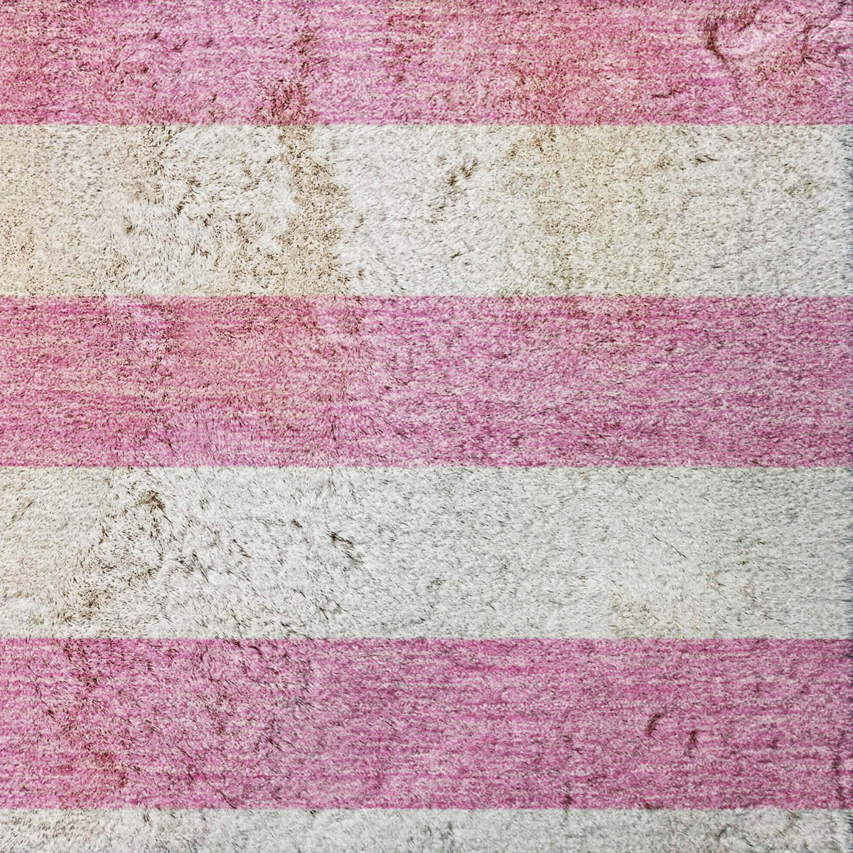 8' X 10' Pink And Ivory Striped Shag Washable Area Rug With UV Protection - HomeRoots - Flyclothing LLC