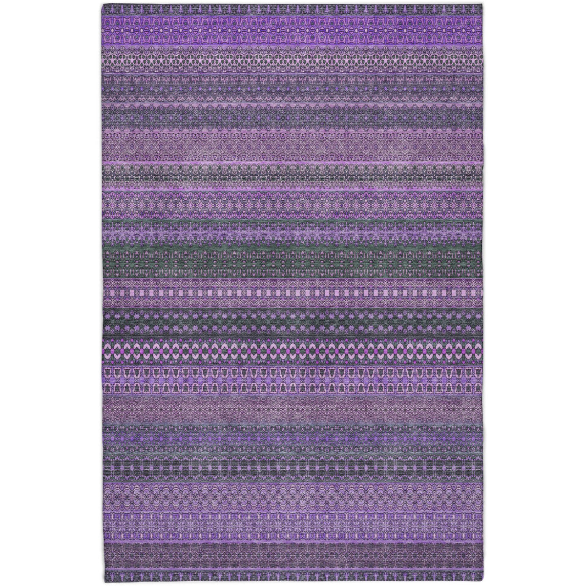 10' X 14' Purple And Lilac Striped Shag Washable Area Rug With UV Protection - HomeRoots - Flyclothing LLC