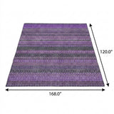 10' X 14' Purple And Lilac Striped Shag Washable Area Rug With UV Protection - HomeRoots - Flyclothing LLC