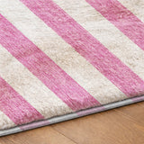 9' X 12' Pink And Ivory Striped Shag Washable Area Rug With UV Protection - HomeRoots - Flyclothing LLC