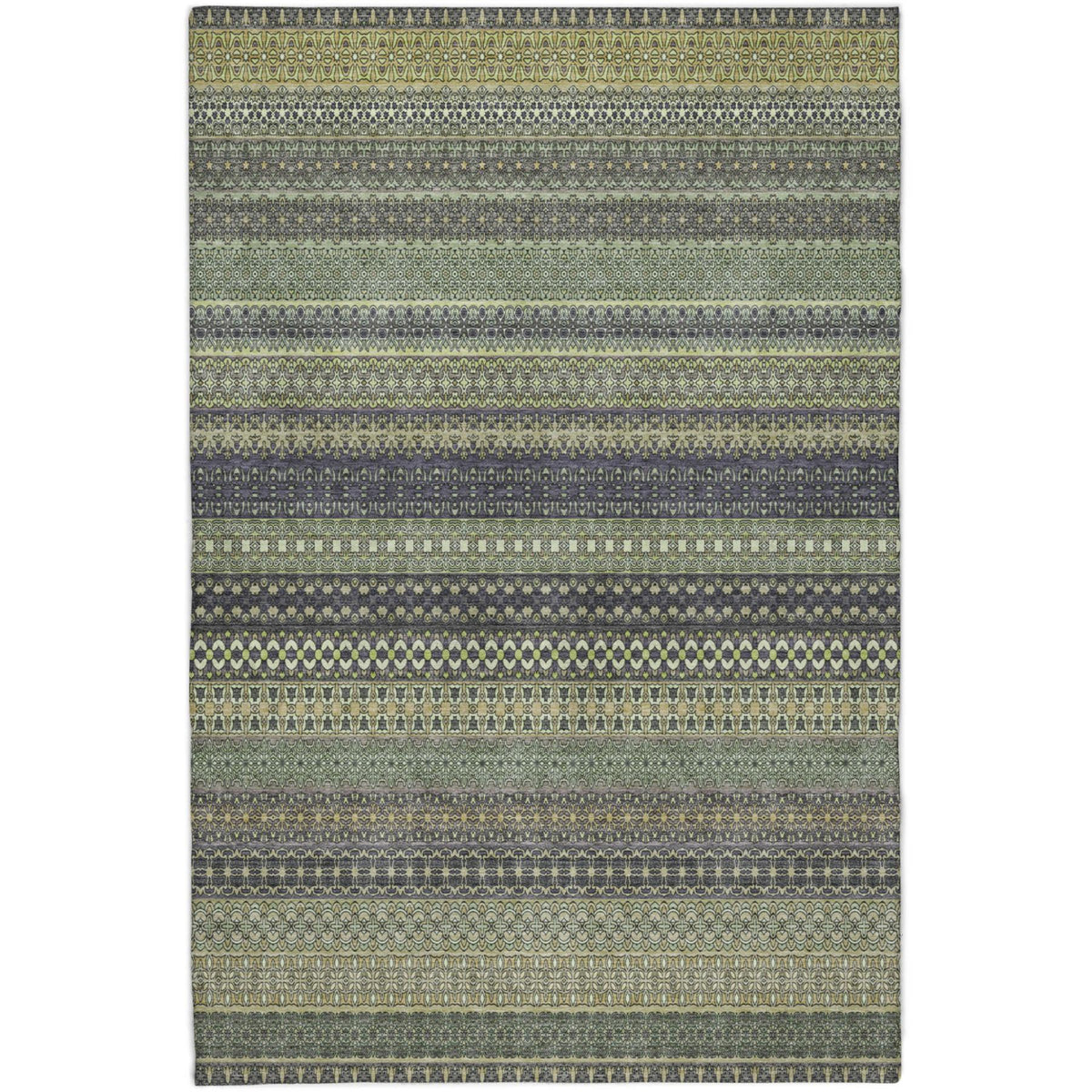 3' X 5' Sage And Green Striped Shag Washable Area Rug With UV Protection - HomeRoots - Flyclothing LLC