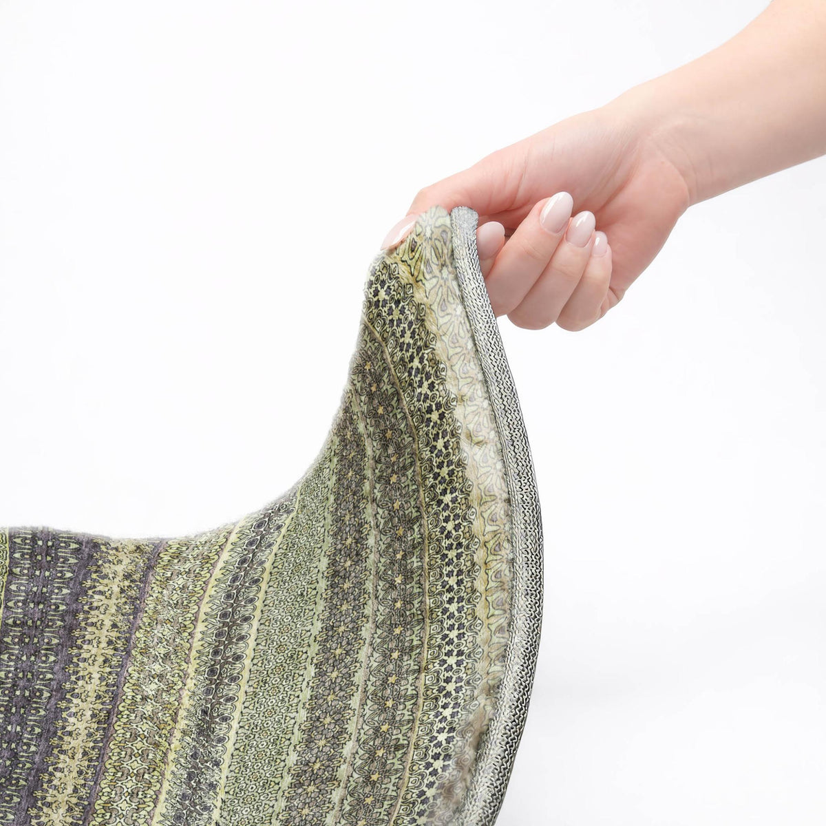 3' X 5' Sage And Green Striped Shag Washable Area Rug With UV Protection - HomeRoots - Flyclothing LLC