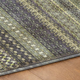 3' X 5' Sage And Green Striped Shag Washable Area Rug With UV Protection - HomeRoots - Flyclothing LLC