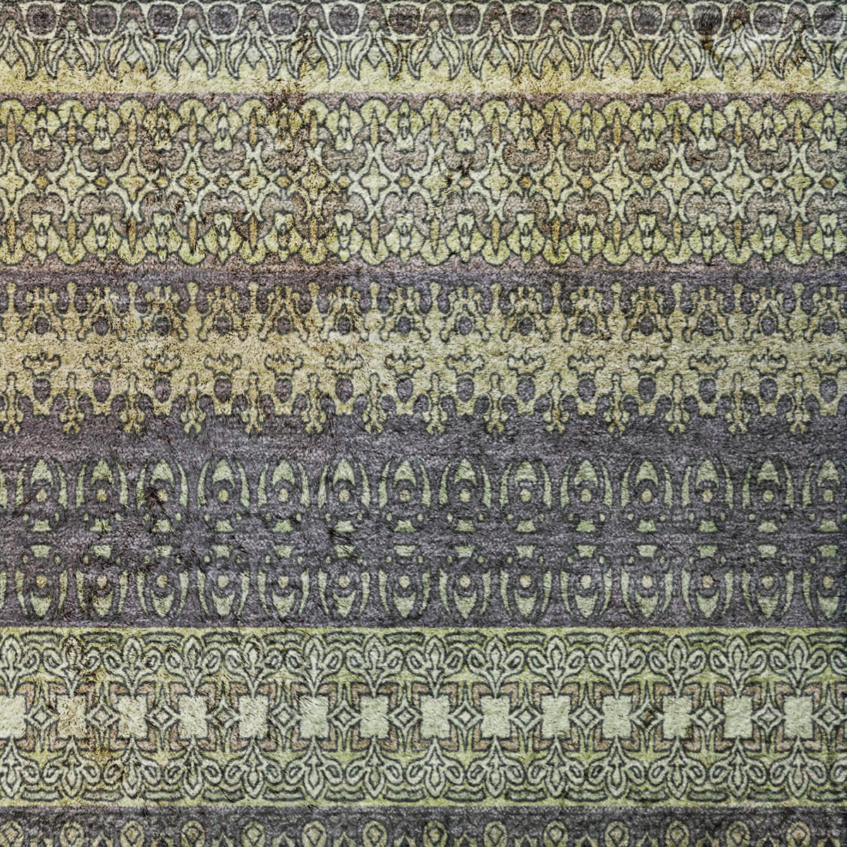 3' X 5' Sage And Green Striped Shag Washable Area Rug With UV Protection - HomeRoots - Flyclothing LLC
