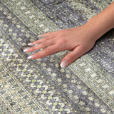 3' X 5' Sage And Green Striped Shag Washable Area Rug With UV Protection - HomeRoots - Flyclothing LLC