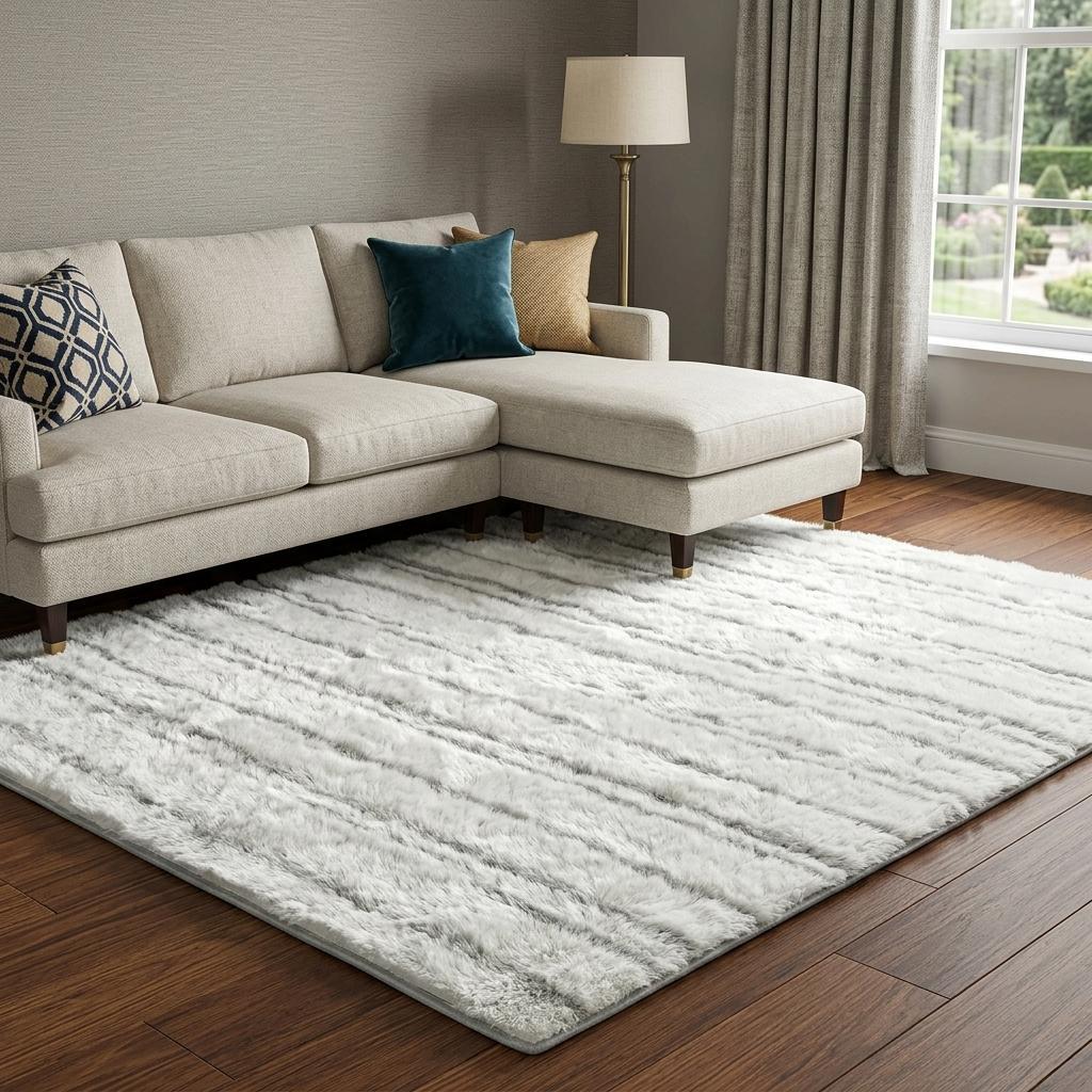 10' X 14' Pink And Ivory Striped Shag Washable Area Rug With UV Protection - HomeRoots - Flyclothing LLC