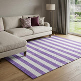 9' X 12' Purple And Ivory Striped Shag Washable Area Rug With UV Protection - HomeRoots - Flyclothing LLC