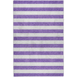 9' X 12' Purple And Ivory Striped Shag Washable Area Rug With UV Protection - HomeRoots - Flyclothing LLC