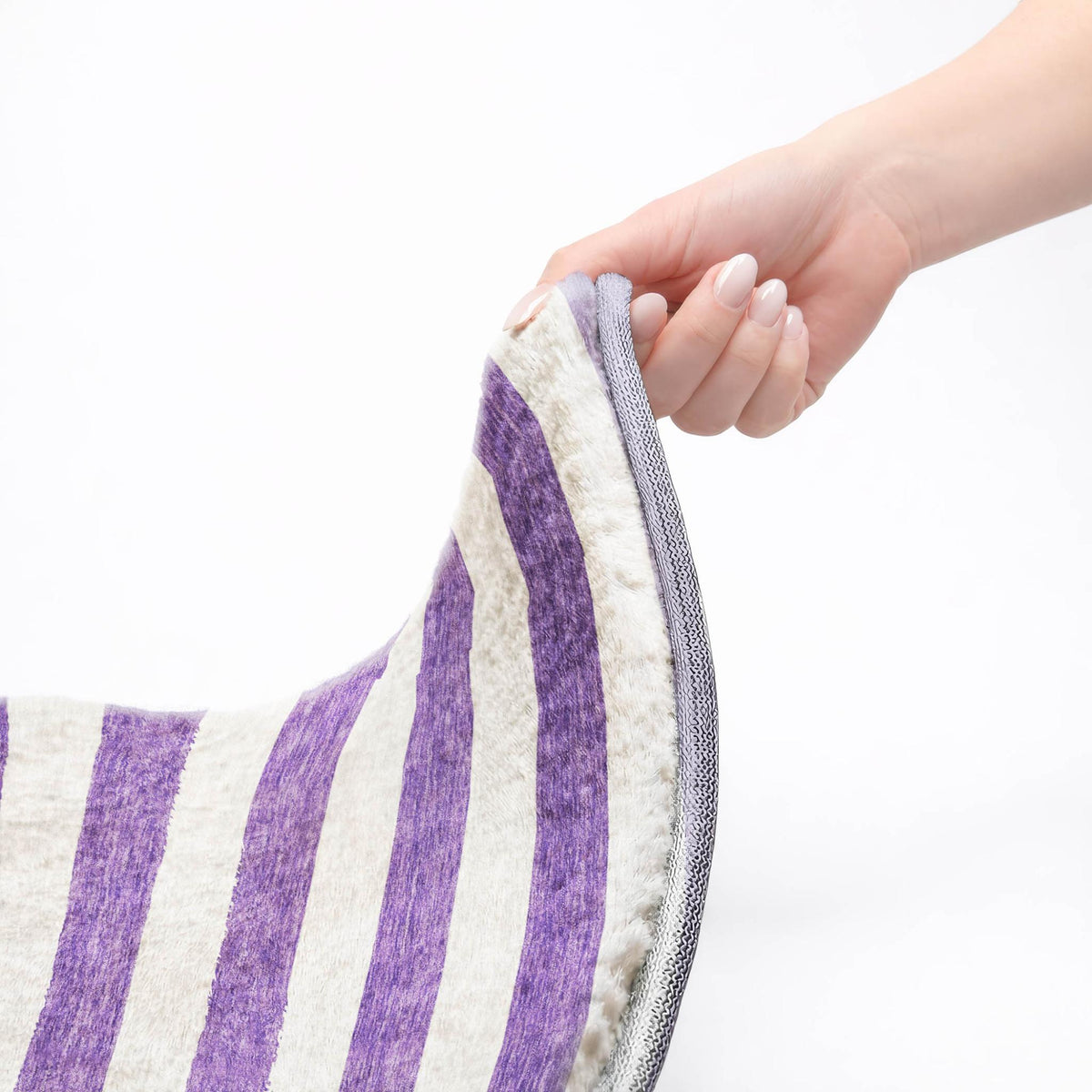 9' X 12' Purple And Ivory Striped Shag Washable Area Rug With UV Protection - HomeRoots - Flyclothing LLC