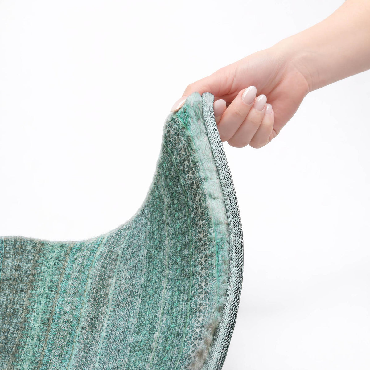 3' X 5' Turquoise And Teal Striped Shag Washable Area Rug With UV Protection - HomeRoots - Flyclothing LLC