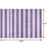 10' X 14' Purple And Ivory Striped Shag Washable Area Rug With UV Protection - HomeRoots - Flyclothing LLC