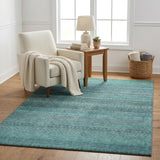 5' X 8' Turquoise And Teal Striped Shag Washable Area Rug With UV Protection - HomeRoots - Flyclothing LLC