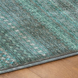 5' X 8' Turquoise And Teal Striped Shag Washable Area Rug With UV Protection - HomeRoots - Flyclothing LLC