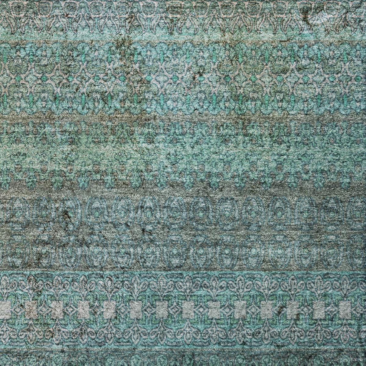 5' X 8' Turquoise And Teal Striped Shag Washable Area Rug With UV Protection - HomeRoots - Flyclothing LLC