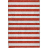 3' X 5' Red And Ivory Striped Shag Washable Area Rug With UV Protection - HomeRoots - Flyclothing LLC