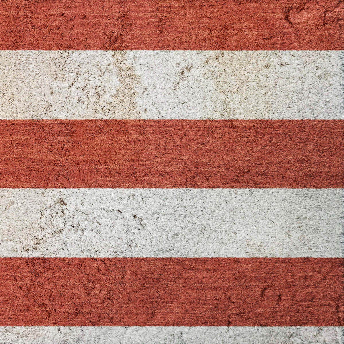 3' X 5' Red And Ivory Striped Shag Washable Area Rug With UV Protection - HomeRoots - Flyclothing LLC