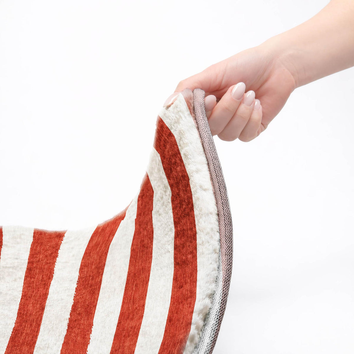 10' X 14' Red And Ivory Striped Shag Washable Area Rug With UV Protection - HomeRoots - Flyclothing LLC