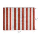 10' X 14' Red And Ivory Striped Shag Washable Area Rug With UV Protection - HomeRoots - Flyclothing LLC