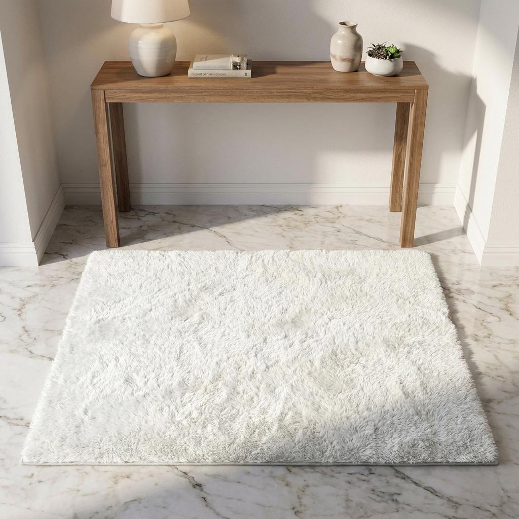 3' X 5' Salmon And Ivory Striped Shag Washable Area Rug With UV Protection - HomeRoots - Flyclothing LLC