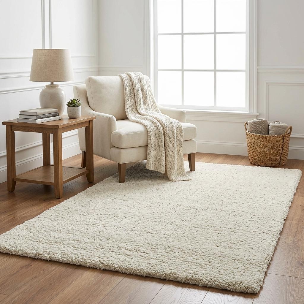 5' X 8' Salmon And Ivory Striped Shag Washable Area Rug With UV Protection - HomeRoots - Flyclothing LLC