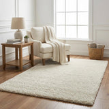 5' X 8' Salmon And Ivory Striped Shag Washable Area Rug With UV Protection - HomeRoots - Flyclothing LLC