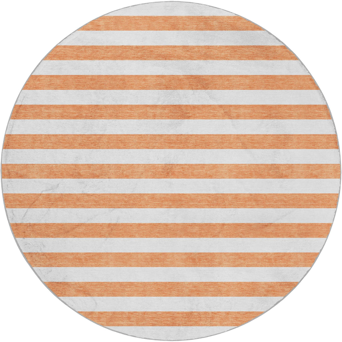 8' Salmon And Ivory Striped Shag Washable Round Rug With UV Protection - HomeRoots - Flyclothing LLC