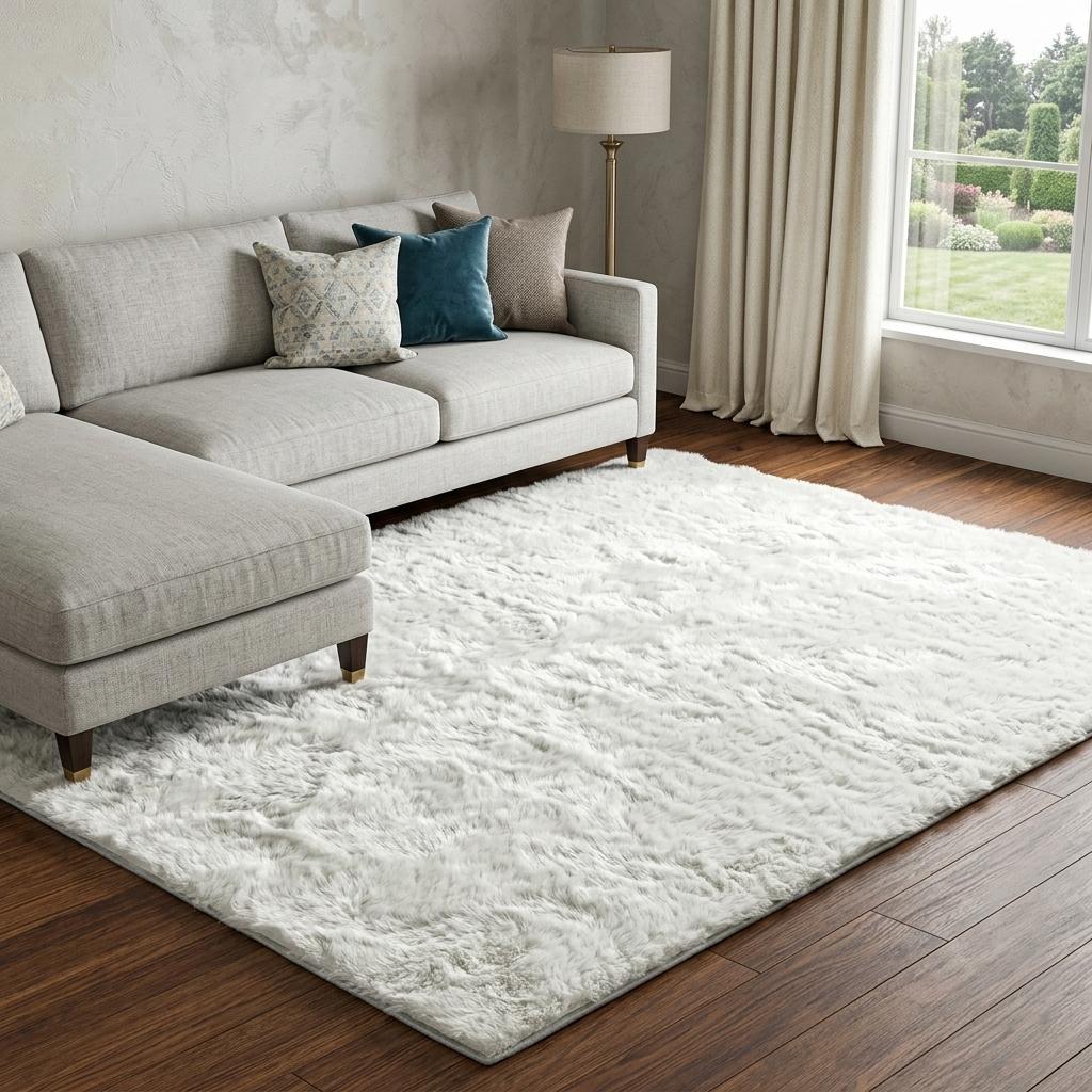 8' X 10' Salmon And Ivory Striped Shag Washable Area Rug With UV Protection - HomeRoots - Flyclothing LLC