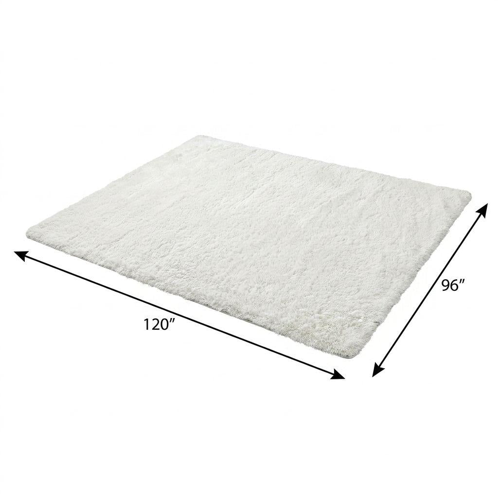8' X 10' Salmon And Ivory Striped Shag Washable Area Rug With UV Protection - HomeRoots - Flyclothing LLC