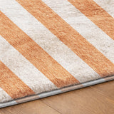 10' X 14' Salmon And Ivory Striped Shag Washable Area Rug With UV Protection - HomeRoots - Flyclothing LLC