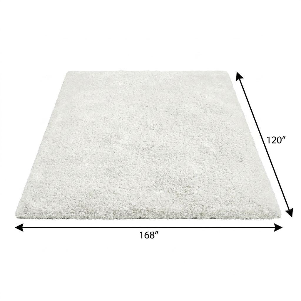 10' X 14' Salmon And Ivory Striped Shag Washable Area Rug With UV Protection - HomeRoots - Flyclothing LLC