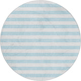 8' Sky Blue And Ivory Striped Shag Washable Round Rug With UV Protection - HomeRoots - Flyclothing LLC